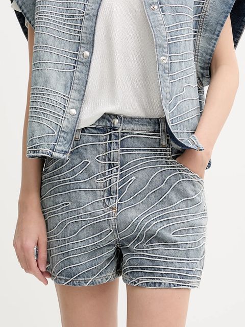 IRO szorty jeansowe damskie kolor niebieski z aplikacją high waist WM30VINY