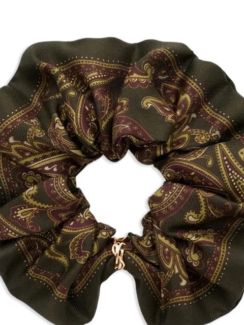 Saint Laurent patterned silk scrunchie - Brown - zdjęcie produktu nr 2