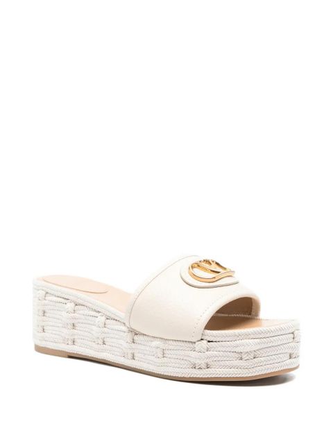 Valentino Garavani logo-plaque woven platform slides - White - zdjęcie produktu nr 2