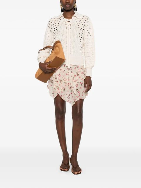 MARANT ÉTOILE ruffled floral skirt - Neutrals - zdjęcie produktu nr 1