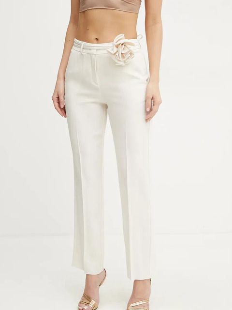 Marella spodnie LELLO damskie kolor beżowy proste high waist 2513131152200 - zdjęcie produktu nr 1