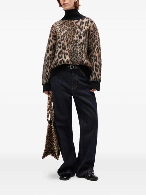 GANNI open-back leopard-print sweater - Neutrals - zdjęcie produktu nr 2