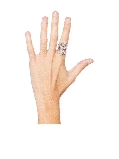 Maje rhinestone-embellished multi-row ring - Silver