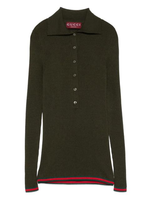Gucci ribbed polo top - Green - zdjęcie produktu nr 1