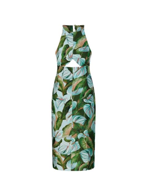 FARM Rio cut-out floral-print midi dress - Green - zdjęcie produktu nr 1