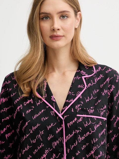 Dkny piżama bawełniana kolor czarny bawełniana YI90085