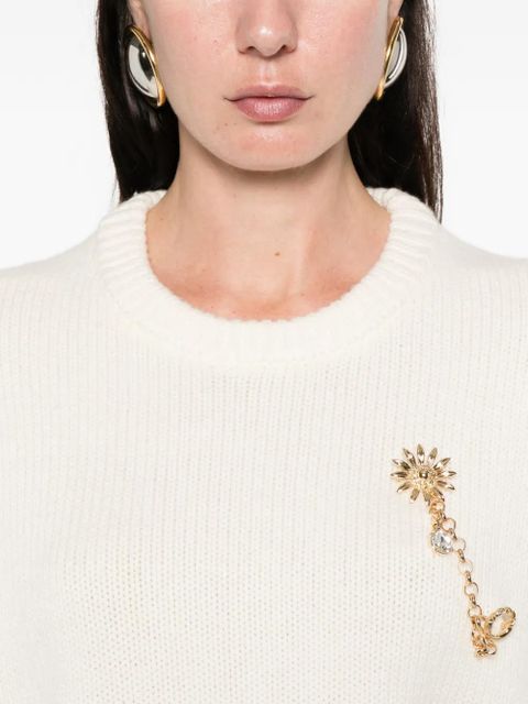 Maje appliqué ribbed sweater - Neutrals