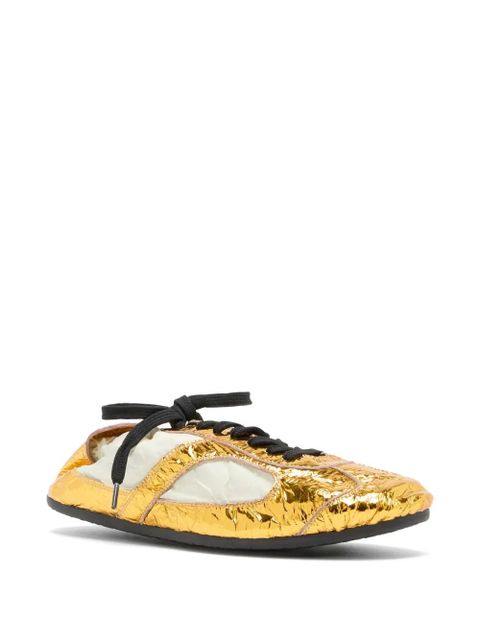 Proenza Schouler gold-tone crinkle soft-track lace-up sneakers - zdjęcie produktu nr 2