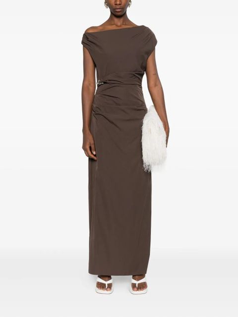 SIR. Sol off-shoulder maxi dress - Brown - zdjęcie produktu nr 2