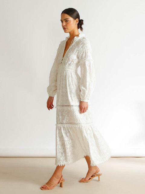 IXIAH AUSTRALIA - Biała sukienka z bawełny Folkkye