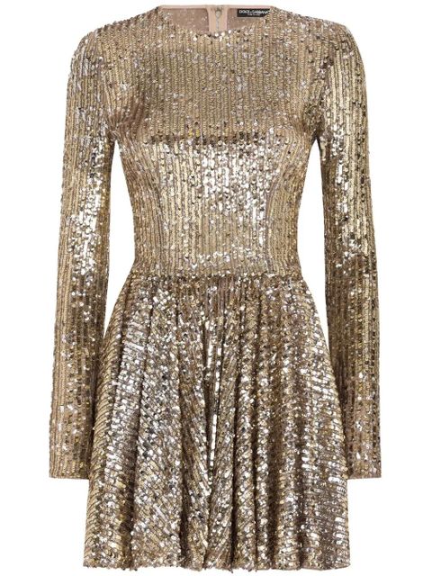 Dolce & Gabbana sequin-embellished pleated minidress - Gold - zdjęcie produktu nr 1