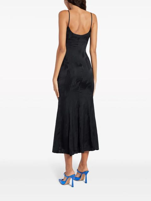 The Attico logo-jacquard satin midi dress - Black