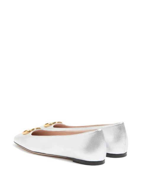 Valentino Garavani Vlogo Signature ballerinas in laminated nappa-leather - Silver