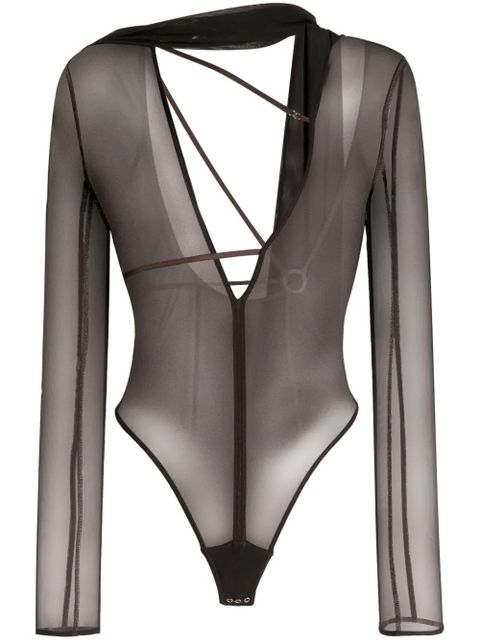 Jacquemus Le body Abanaba semi-sheer bodysuit - Brown - zdjęcie produktu nr 1
