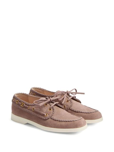 Valentino Garavani palm avenue crust nappa leather boat shoes - Pink - zdjęcie produktu nr 2