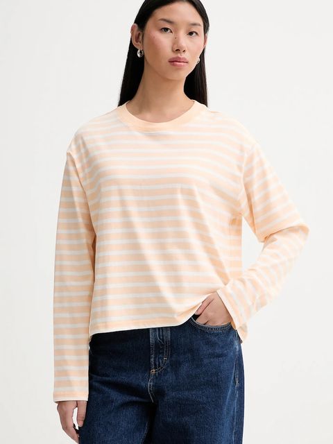 Marc O'Polo longsleeve bawełniany kolor pomarańczowy cold shoulder 5000007507