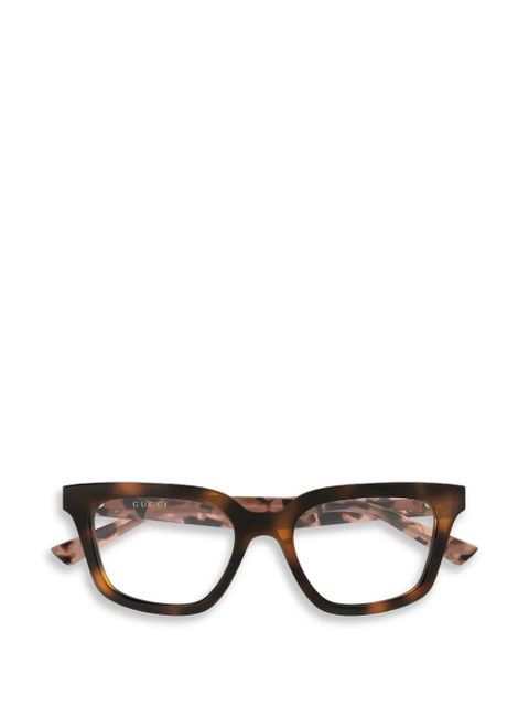 Gucci Eyewear tortoiseshell-effect rectangle-frame glasses - Brown - zdjęcie produktu nr 1