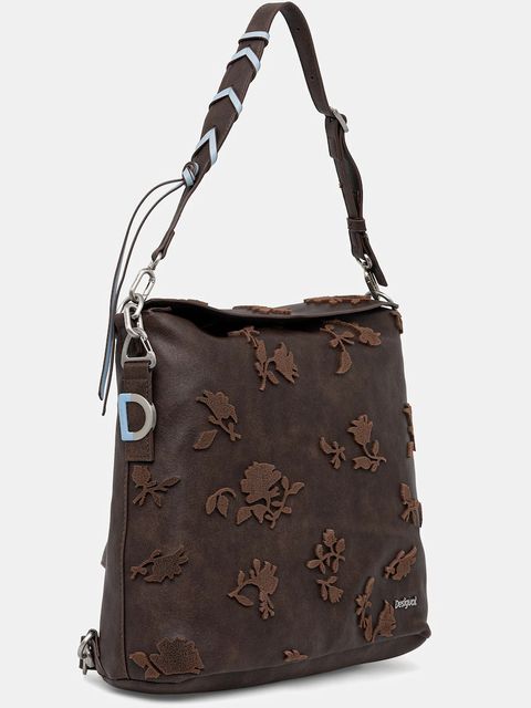 Desigual torebka STENCIL FLOCADO kolor brązowy 25WAKP16