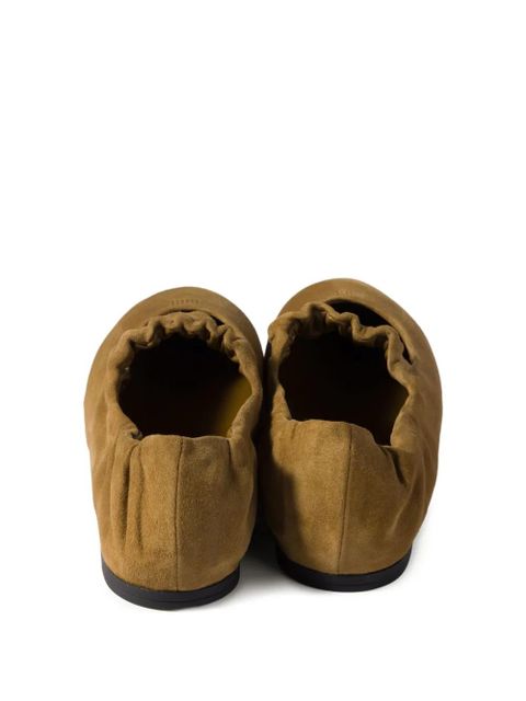 Miu Miu ruched suede ballerina shoes - Green