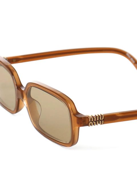 Miu Miu logo-lettering rectangle-frame sunglasses - Neutrals