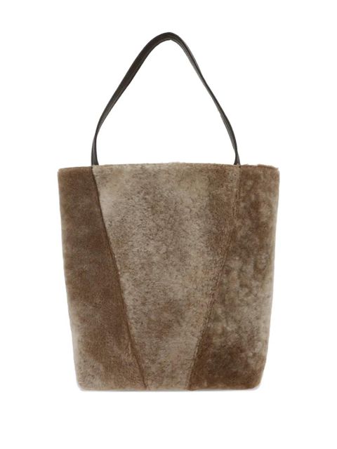 Chloé medium shearling tote bag - Brown