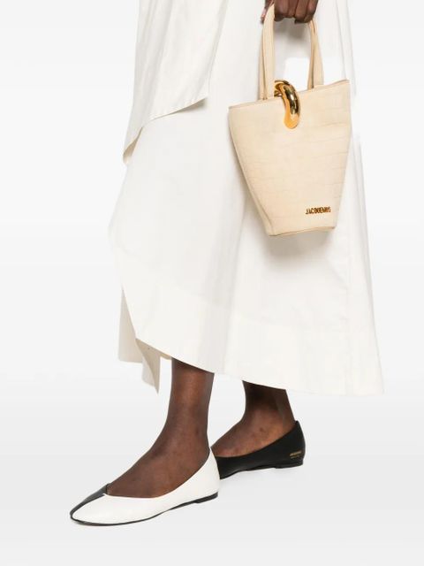 Jacquemus Le Petit Bambola crocodile-effect suede tote bag - Neutrals - zdjęcie produktu nr 2