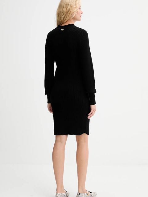 Twinset sukienka z dodatkiem wełny kolor czarny mini dopasowana 252TT3343