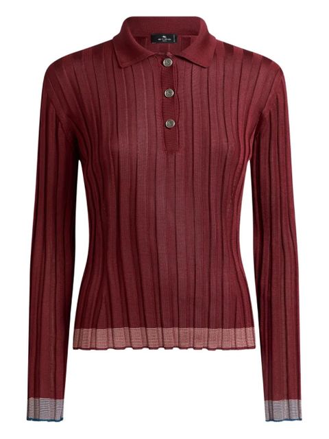 ETRO ribbed polo top - Red - zdjęcie produktu nr 1