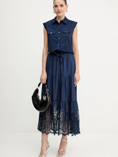 Morgan spódnica bawełniana kolor granatowy maxi rozkloszowana JBOY - zdjęcie produktu nr 2