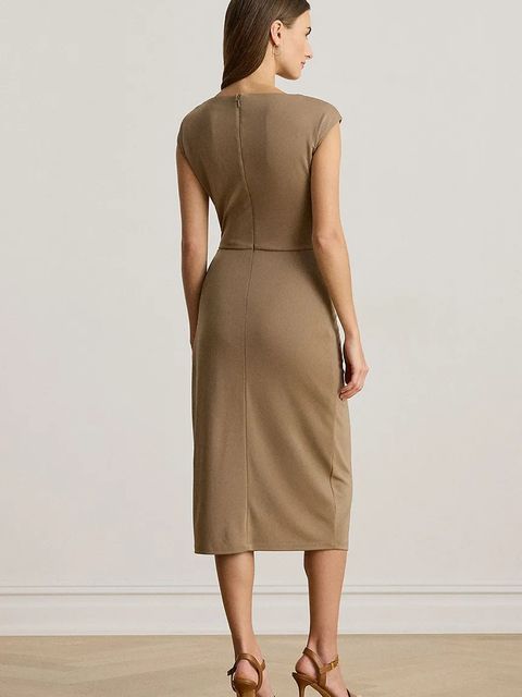 Lauren Ralph Lauren sukienka kolor brązowy midi dopasowana 200980221