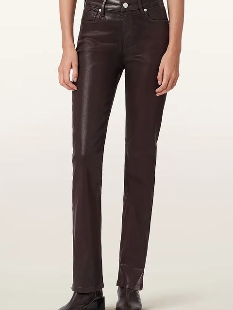 AllSaints spodnie damskie kolor bordowy szerokie high waist W093ED - zdjęcie produktu nr 1