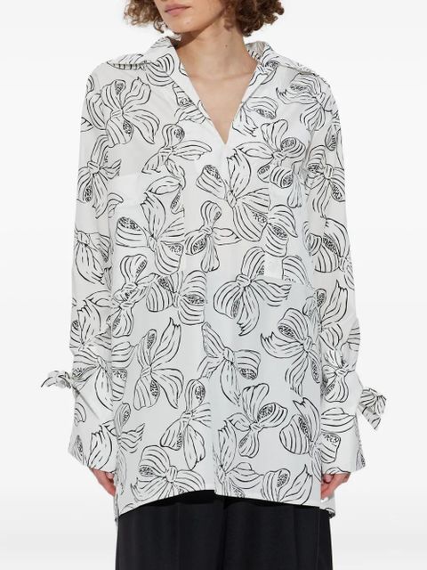 Max Mara bow-print tied-cuff shirt - White