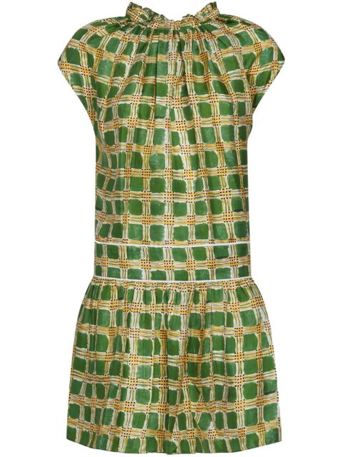 Marni Check Fields silk minidress - Green - zdjęcie produktu nr 1