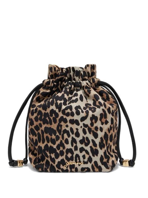 GANNI drawstring animal print bucket bag - Neutrals - zdjęcie produktu nr 1