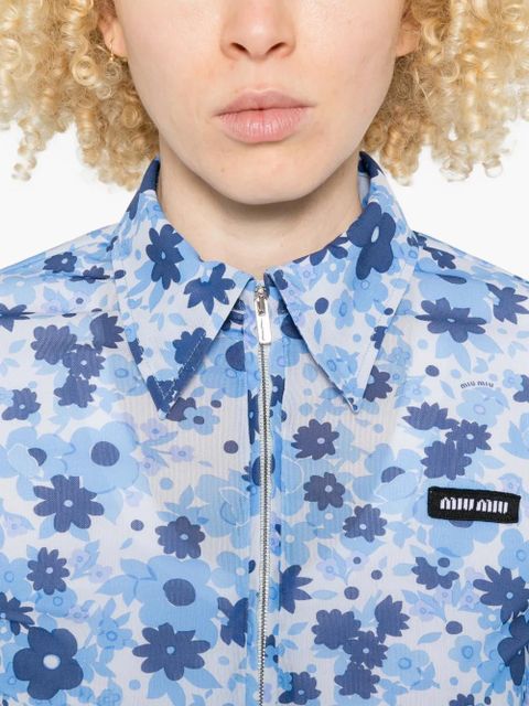 Miu Miu floral zip shirt - Blue