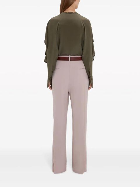 Victoria Beckham tie-detail ruffled silk blouse - Green