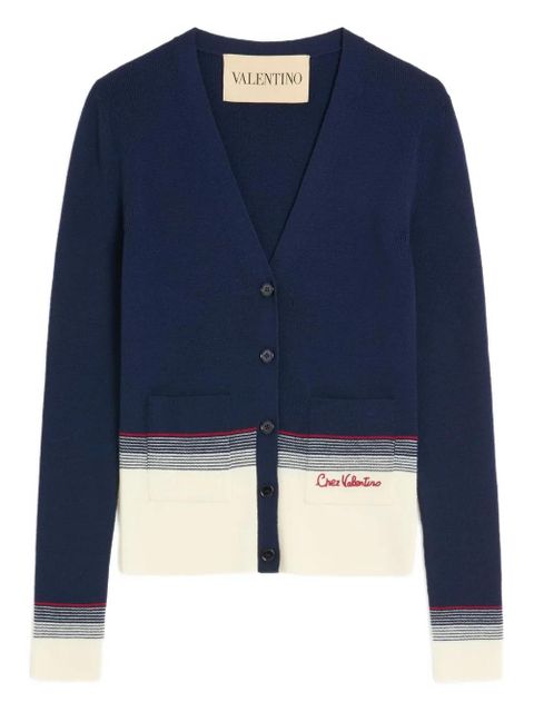 Valentino Garavani stripe-detail cardigan - Blue