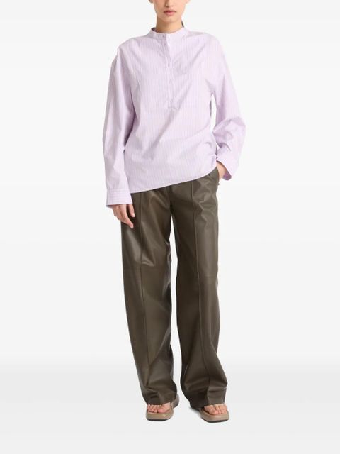 Yves Salomon striped cotton poplin blouse - Pink