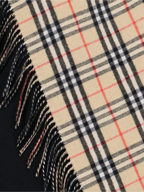 Burberry fringed check-pattern cape - Black