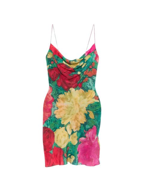 Balmain floral-print cowl-neck mini dress - Green - zdjęcie produktu nr 1