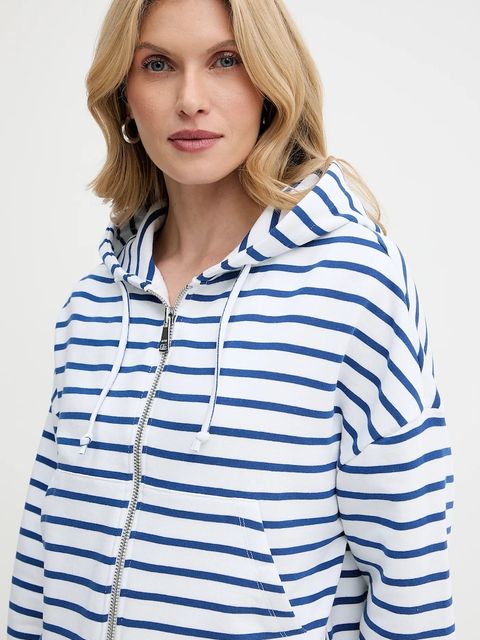 Marc O'Polo bluza bawełniana damska kolor granatowy z kapturem wzorzysta 5000006577