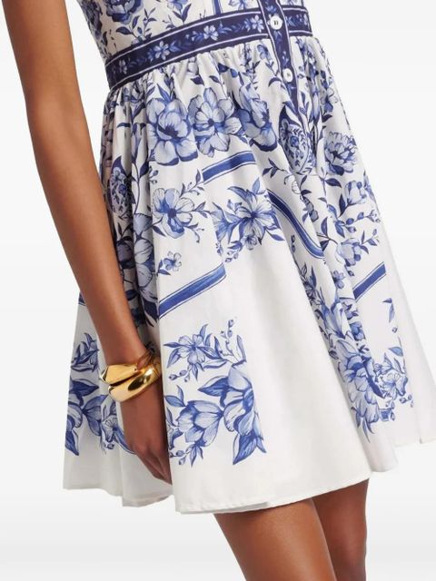 FARM Rio Porcelain Garden button-up mini dress - White