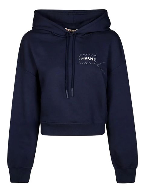 Marni embroidered-patch hoodie - Blue - zdjęcie produktu nr 1