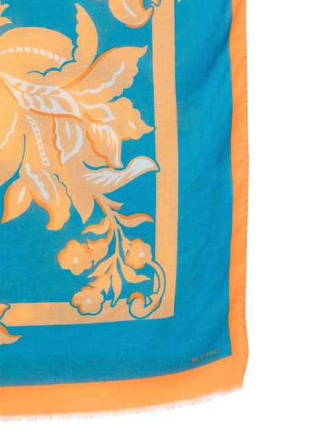 ETRO floral border scarf - Blue