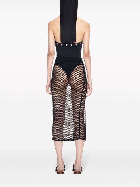 Off-White logo-tape mesh skirt - Black