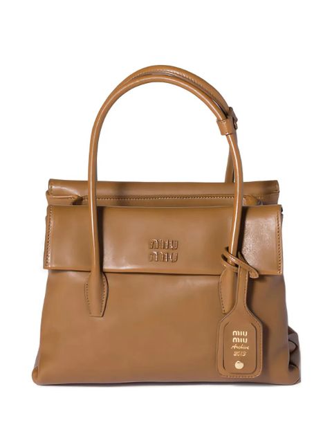 Miu Miu Solitaire leather tote bag - Brown - zdjęcie produktu nr 1