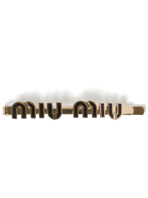 Miu Miu logo-lettering hairclip - Black - zdjęcie produktu nr 1