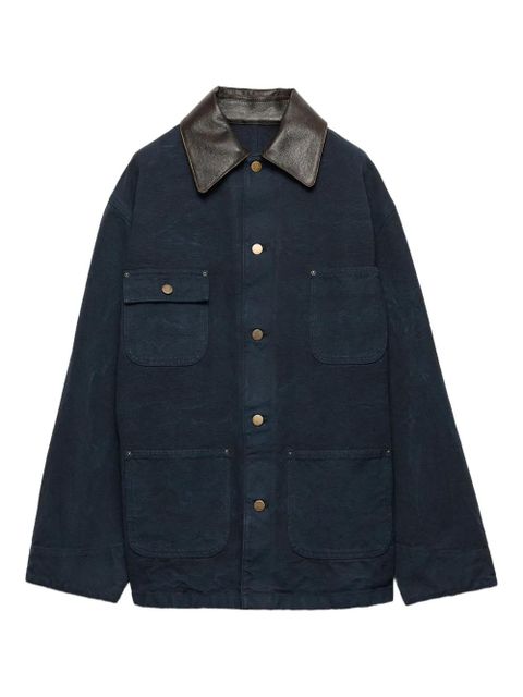 Prada leather-collar button jacket - Blue - zdjęcie produktu nr 1