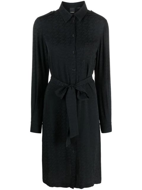 PINKO monogram-pattern belted shirtdress - Black - zdjęcie produktu nr 1