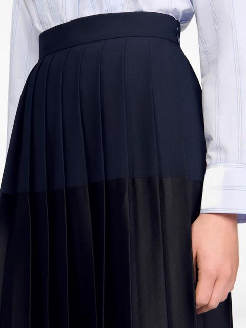 SANDRO pleated colourblock midi skirt - Black